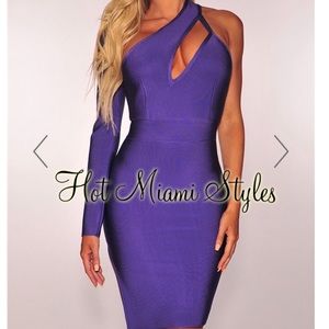 Amethyst Bandage Cut Out One Shoulder Dress